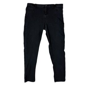Paris Blues Jeans Womens 16 Black Denim Stretch High Rise Dark Wash Straight Leg